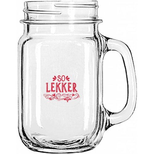 Soo Lekker Glass Mason jar w handle 12 oz Soo Lekker Glass Mason jar w handle 12 oz