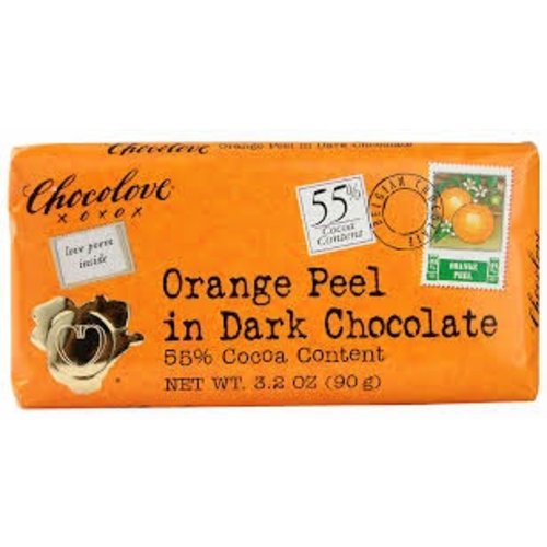 Chocolove Chocolove Orange Peel Dark 55% 3.2 oz Chocolove Chocolove Orange Peel Dark 55% 3.2 oz
