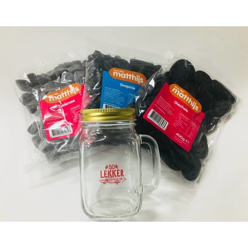 Matthijs Matthijs Licorice Plus Soo Lekker jar w/lid Matthijs Matthijs Licorice Plus Soo Lekker jar w/lid