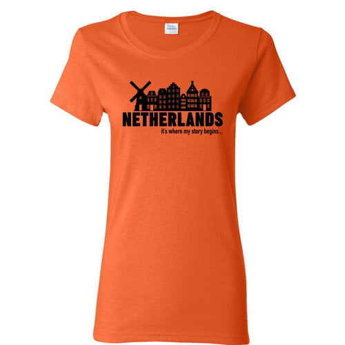 Peters Netherlands My Story Womens T Shirt Large Orange