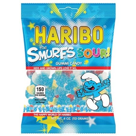 Haribo Sour Smurf Gummi Candy 4oz Bag