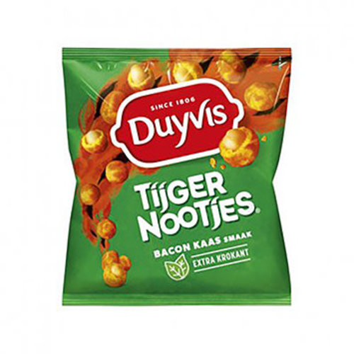 Duyvis Duyvis Tijger Borrelnootjes Bacon Cheese Flavor 9 oz Duyvis Duyvis Tijger Borrelnootjes Bacon Cheese Flavor 9 oz