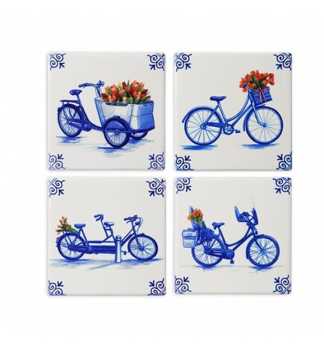 Delft Coasters Bicycles set of 4 boxed