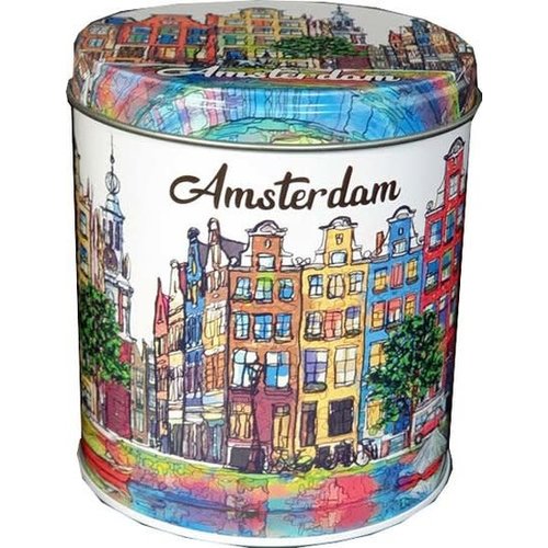 KM Stroopwafel Tin Amsterdam Illustrated KM Stroopwafel Tin Amsterdam Illustrated