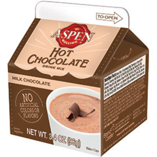Aspen Hot Milk Chocolate 3.4 Oz Milk Carton Box