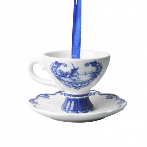 Delft Ornament Tea Cup & Saucer 1.05 inch wide Delft Ornament Tea Cup & Saucer 1.05 inch wide