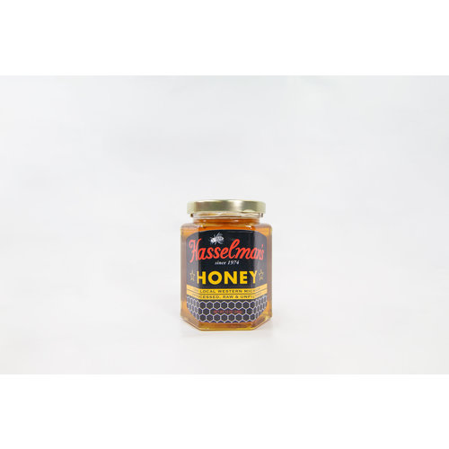 Hasselmans Hasselmans Honey 12 oz Hex Jar Hasselmans Hasselmans Honey 12 oz Hex Jar