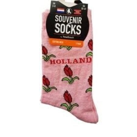 Women's Socks Pink W/Tulip