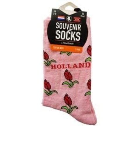 Women's Socks Pink W/Tulip