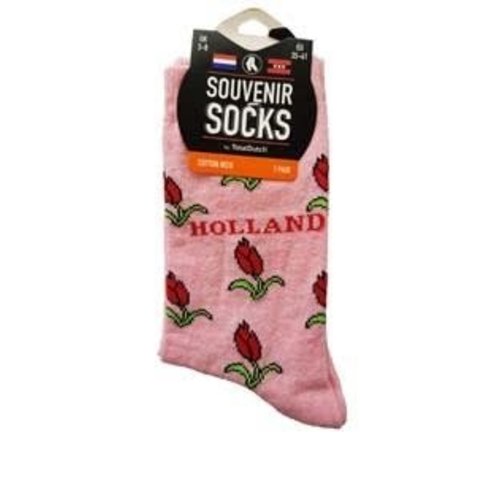 Nelis Imports Women's Socks Pink W/Tulip
