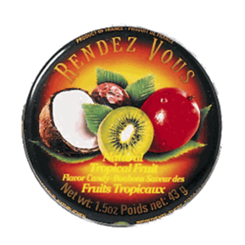 Rendez Vous Rendez Vous Tropical Fruit Candy 1.5oz Tin 12/cs Rendez Vous Rendez Vous Tropical Fruit Candy 1.5oz Tin 12/cs