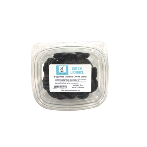 De Bron De Bron Licorice Sugar Free Coins 8 oz tub De Bron De Bron Licorice Sugar Free Coins 8 oz tub