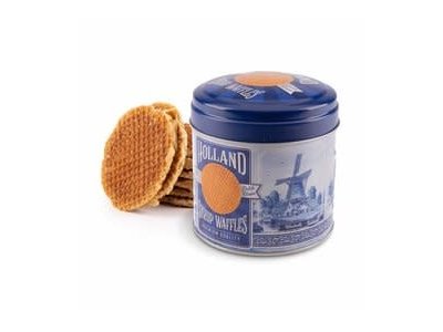 Holland Stroopwafel Tin Holland Delft Blue with 8 stroopwafels