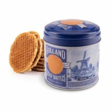 Stroopwafel Tin Holland Delft Blue with 8 stroopwafels