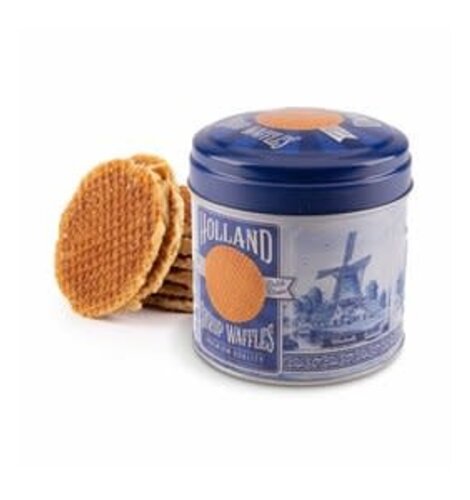 Stroopwafel Tin Holland Delft Blue with 8 stroopwafels