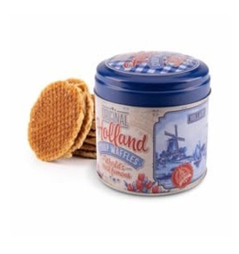 Stroopwafel Tin Holland Delft Blue & RED  with 8 stroopwafels
