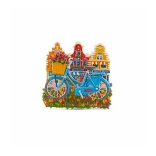 Holland Magnet Blue Bike with Houses polystone