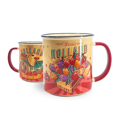Holland Vintage Holland Mug Tulips/Bike Yellow 16 oz Holland Vintage Holland Mug Tulips/Bike Yellow 16 oz