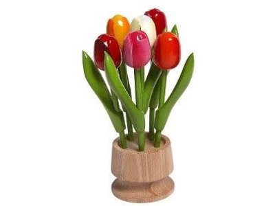 Nelis Imports Wooden Tulips 6 in Wooden Jar 6.25" Tall