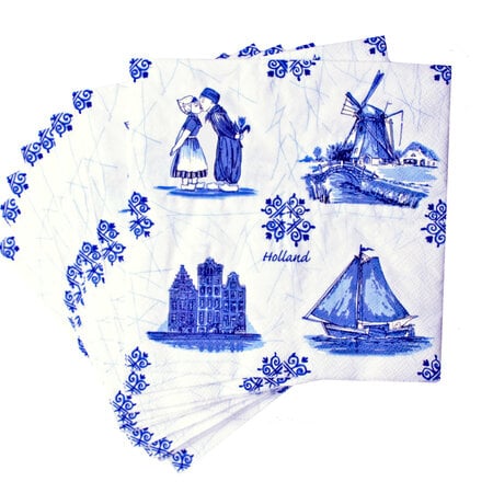 Napkins Delft pattern Paper 4 motifs 6.5 x 6.5 inches 20/package