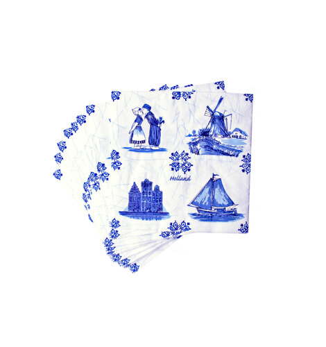 Napkins Delft pattern Paper 4 motifs 6.5 x 6.5 inches 20/package