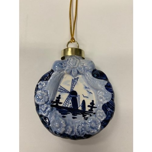 Delft Ornament Wreath design 3 inch tall Delft Ornament Wreath design 3 inch tall