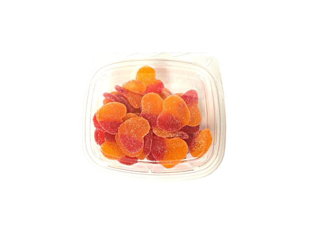 Vidal Vidal Gummi Peach Hearts 8 oz tub