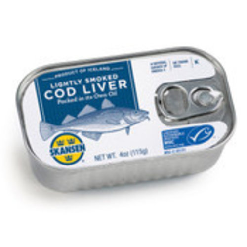 Skansen Skansen Icelandic Cod Liver (lightly smoked) 4 oz Tin Skansen Skansen Icelandic Cod Liver (lightly smoked) 4 oz Tin