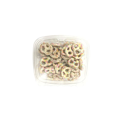 White Chocolate Pretzels with Confetti 8 oz Tub White Chocolate Pretzels with Confetti 8 oz Tub