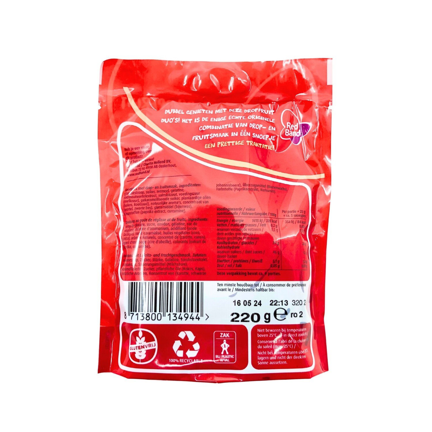 1000g Red Band Drop Fruit Duos, Dutch Sweets- Dutch Sweets