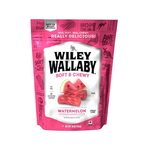 Wiley Wallaby Watermelon Licorice 10oz Bag 10/cs