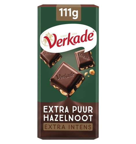 Verkade Dark Chocolate w/hazelnuts bar 3.9 oz