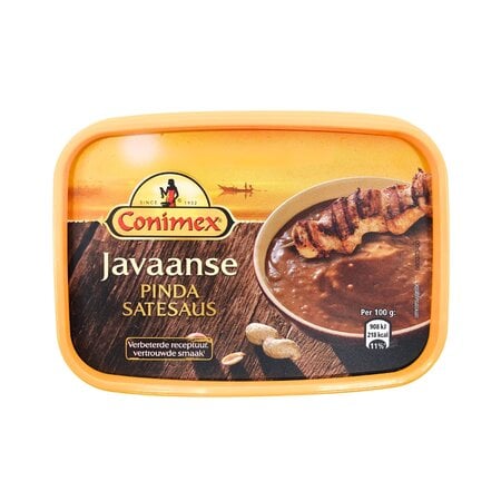 Conimex Javaanse Peanut Sate Sauce (Pinda Satesaus) 10.3 Ounce Tub