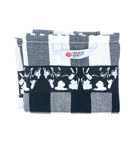 Twentse Black and White with Cows Tea Towel  25x23 inch