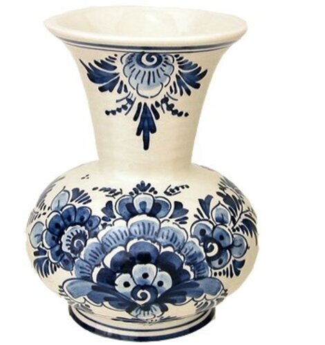DeWit Hand Painted Vase Blue Flower 5.5 inch