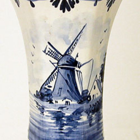 DeWit Hand Painted Vase Blue Mill 5.5 inch