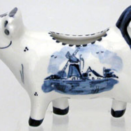 DeWit Hand Painted Cow Creamer Blue Mill 4 inch