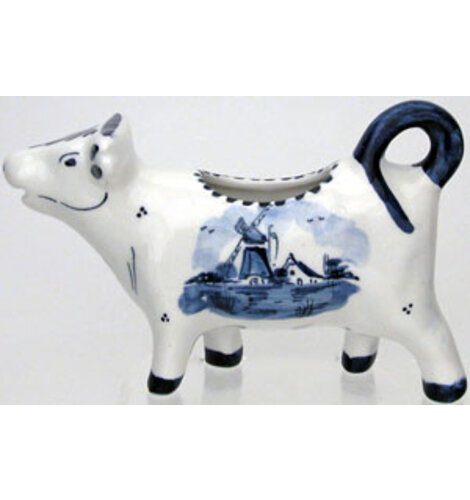 DeWit Hand Painted Cow Creamer Blue Mill 4 inch