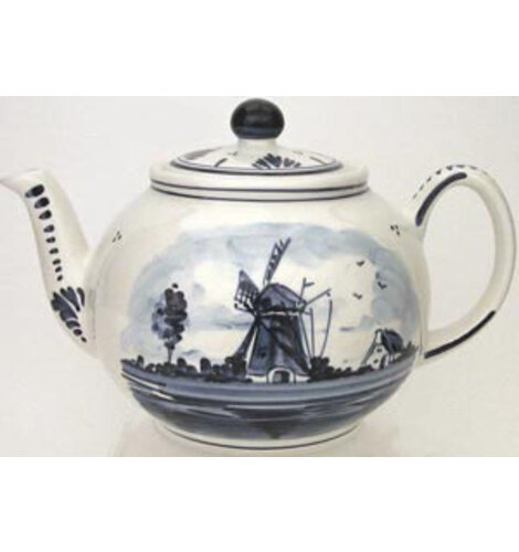 DeWit Hand Painted Teapot Blue Mill 5.5 inch