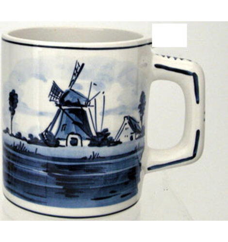 DeWit Hand Painted  Coffee Mug Blue Mill 4 inch