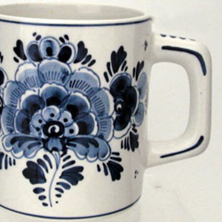 DeWit Hand Painted  Coffee Mug Blue Flower 4 inch