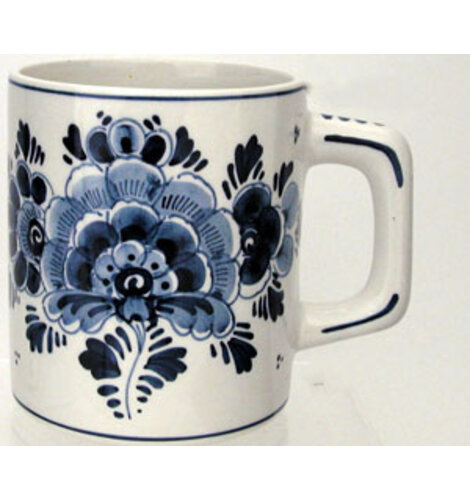 DeWit Hand Painted  Coffee Mug Blue Flower 4 inch