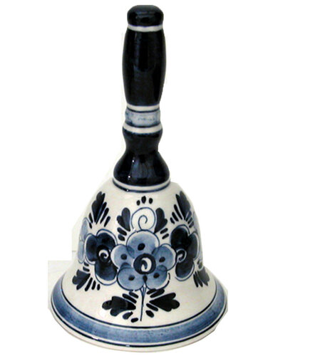 DeWit Hand Painted Table Bell Blue Flower 5 inch