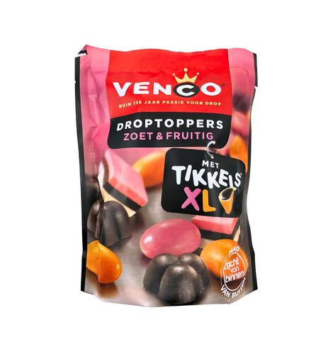 Venco Droptoppers Fruitig With XL Tikkels 7.5 Oz Bag  215g