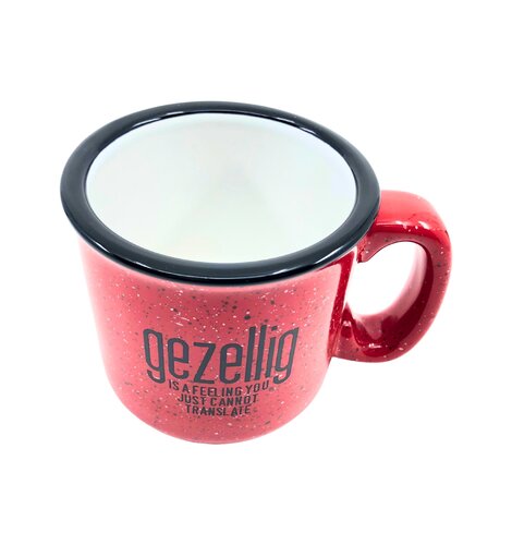 Gezellig is a feeling Ceramic Campfire Mug - Red 15 oz