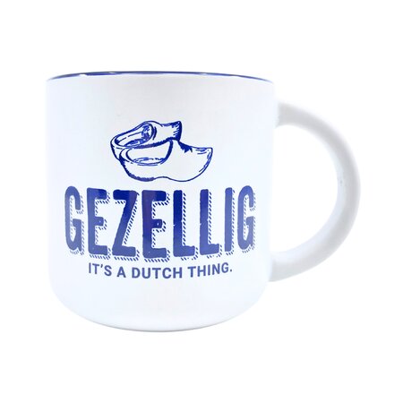 Gezellig is a Dutch Thing white & blue matte mug 14oz