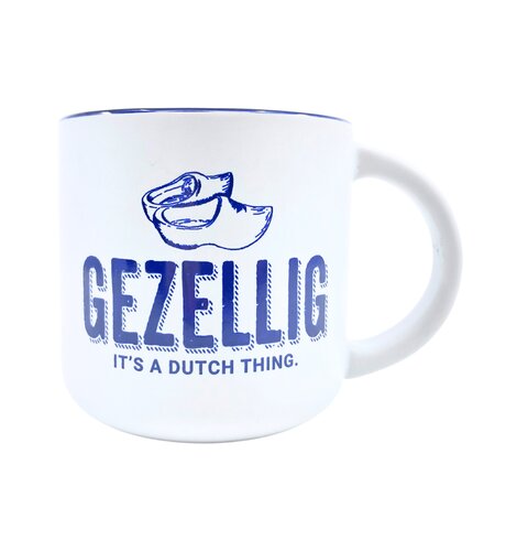 Gezellig is a Dutch Thing white & blue matte mug 14oz
