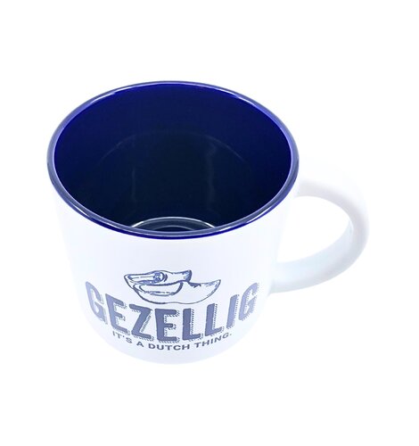 Gezellig is a Dutch Thing white & blue matte mug 14oz