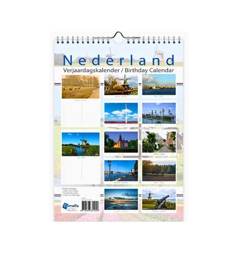 Nederland Pictures of Holland Birthday Calendar 13x17.3