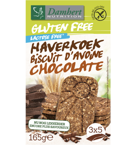 Damhert Gulten Free Chocolate Oat Biscuits 5.8 Oz